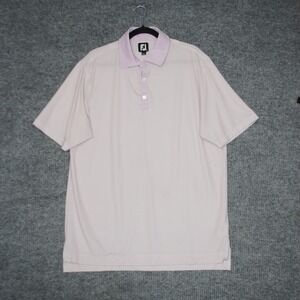 FootJoy Polo Shirt Mens L Pink Short Sleeve Golf Performance Stretch Plaid